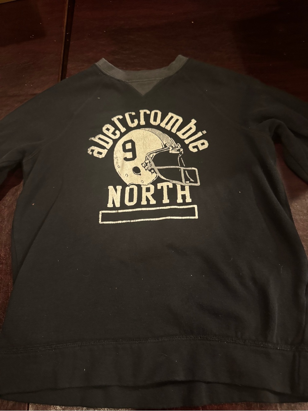 Abercrombie & Fitch Black Sweatshirt with Cream Football Graphic